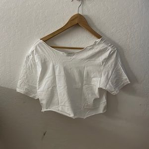 white cropped shirt